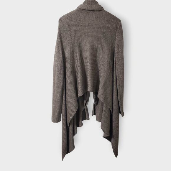 Katherine Barclay Wool Mohair Asymmetric Buckle Shawl Cardigan Brown Sz Large - Picture 7 of 14